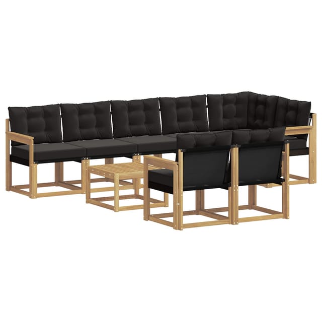 vidaXL Outdoor-Sofagarnitur mit Kissen 9-Tlg Weiß und Schwarz 3389614