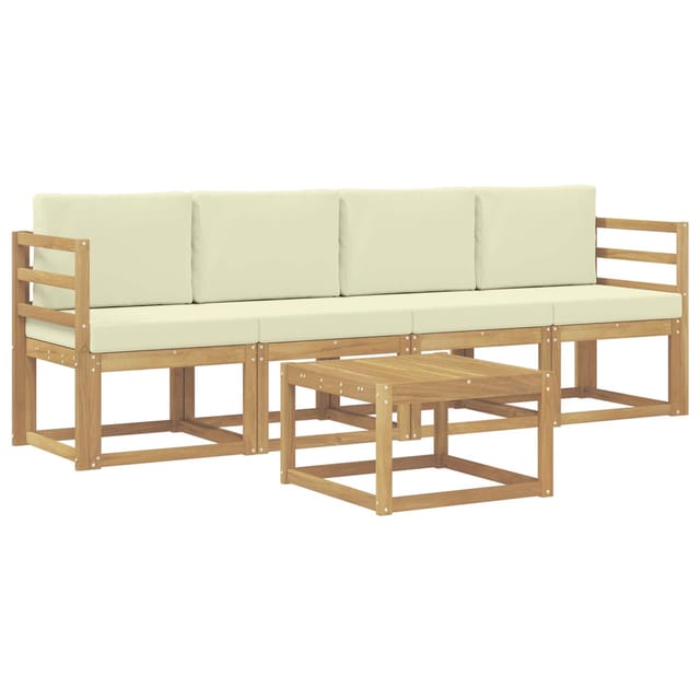 vidaXL Outdoor-Sofagarnitur mit Kissen 5-Tlg Weiß und Creme 3387194