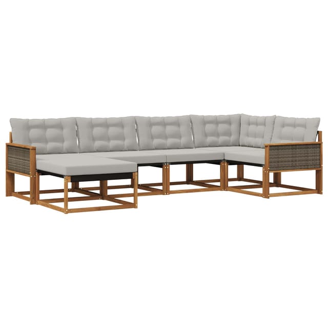 vidaXL Outdoor-Sofagarnitur mit Kissen 6 Stk Natur und Hellgrau 3381531