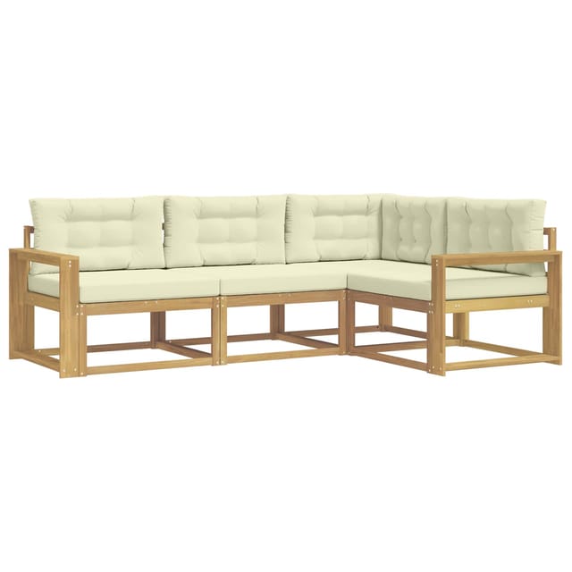 vidaXL Outdoor-Sofagarnitur mit Kissen 3-Tlg Weiß und Creme Polyester 3386379