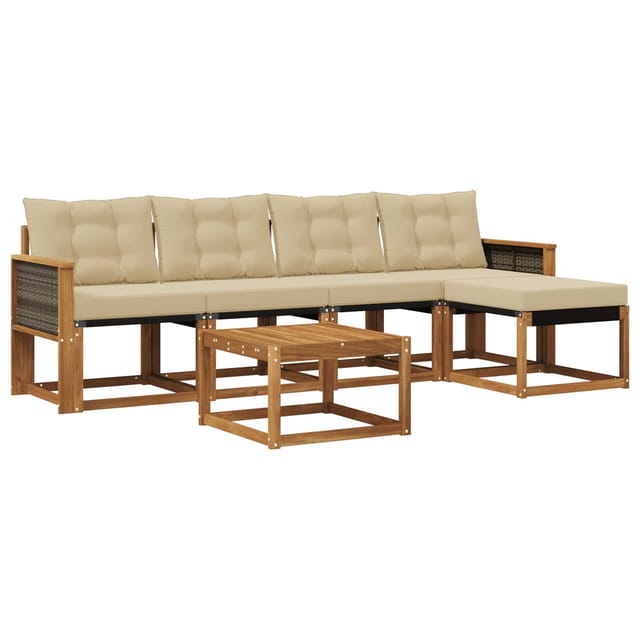vidaXL Outdoor-Sofagarnitur mit Kissen 6 Stk Natur und Beige 3381901