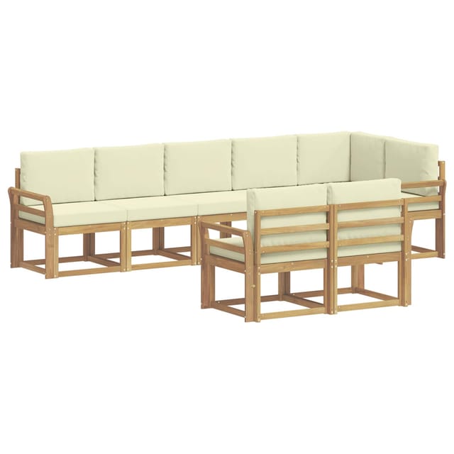 vidaXL Outdoor-Sofagarnitur mit Kissen 8-Tlg Weiß und Creme Polyester 3387804