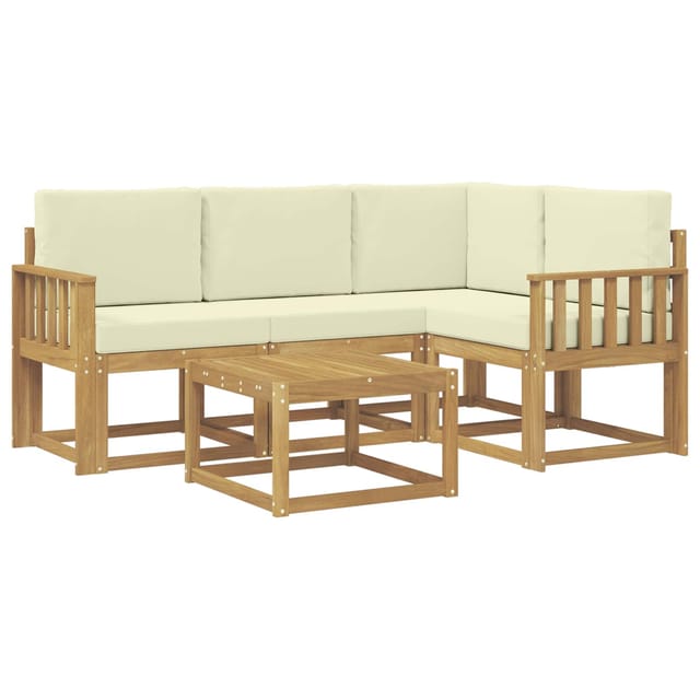 vidaXL Outdoor-Sofagarnitur mit Kissen 5-Tlg Weiß und Creme 3387589