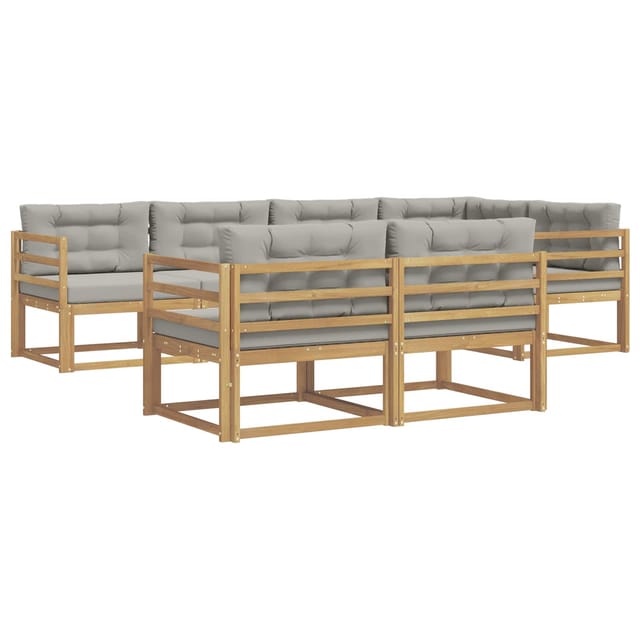 vidaXL Outdoor-Sofagarnitur 6-Tlg Weiß und Hellgrau Polyester 3386570