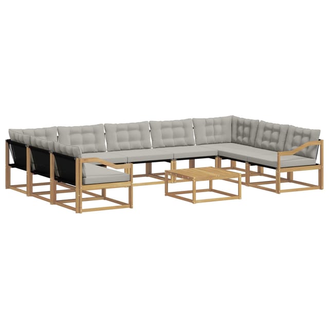 vidaXL Outdoor-Sofagarnitur mit Kissen 10-Tlg Weiß und Hellgrau 3389101
