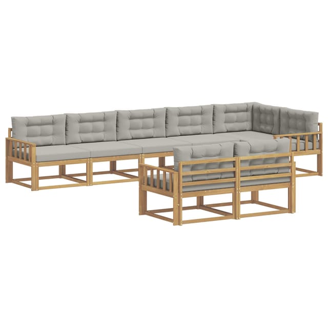 vidaXL Outdoor-Sofagarnitur 6-Tlg Weiß und Hellgrau Polyester 3386615