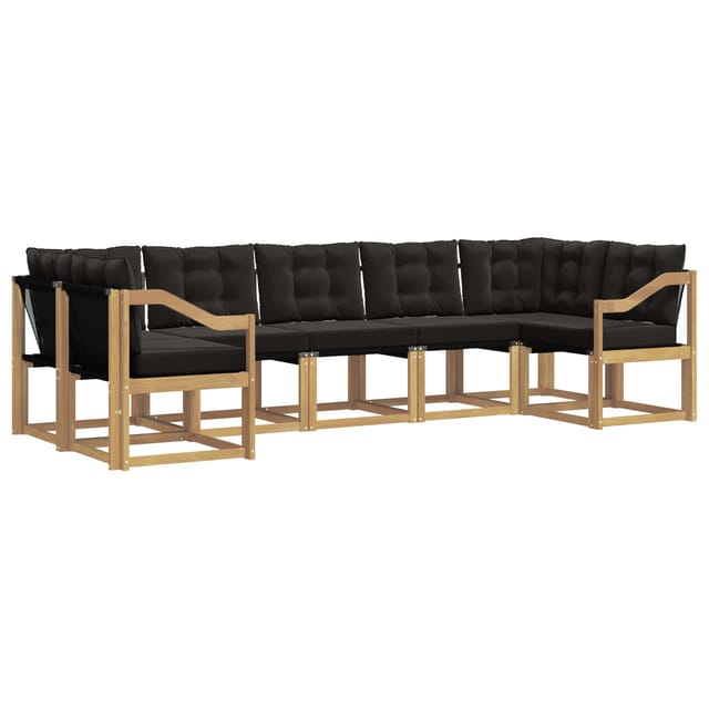 vidaXL Outdoor-Sofagarnitur mit Kissen 7-Tlg Weiß und Schwarz 3389846