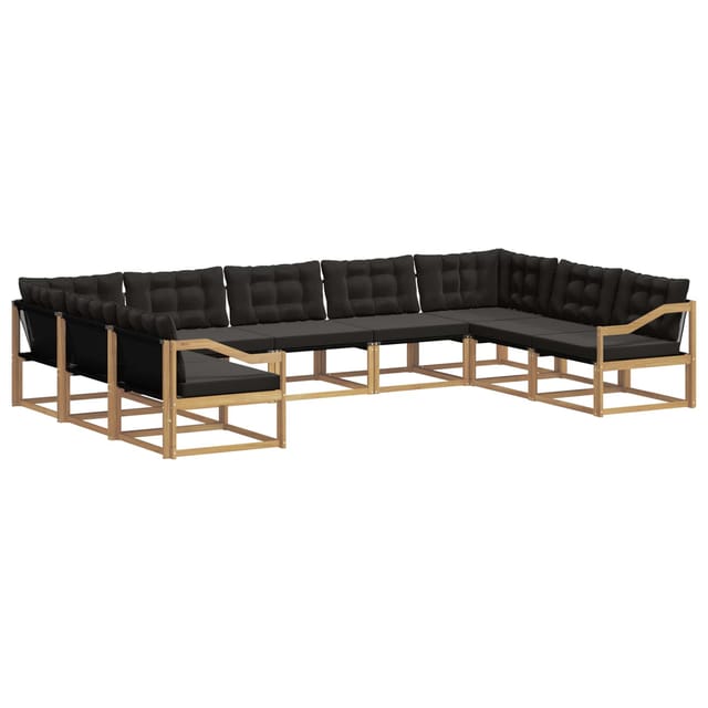 vidaXL Outdoor-Sofagarnitur mit Kissen 9-Tlg Weiß und Schwarz 3389078