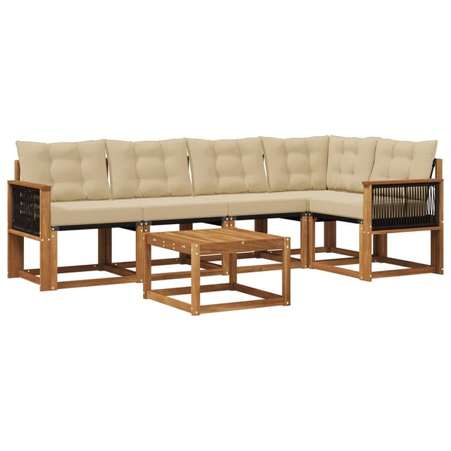 vidaXL Outdoor-Sofagarnitur mit Kissen 6 Stk Natur und Beige 3381969