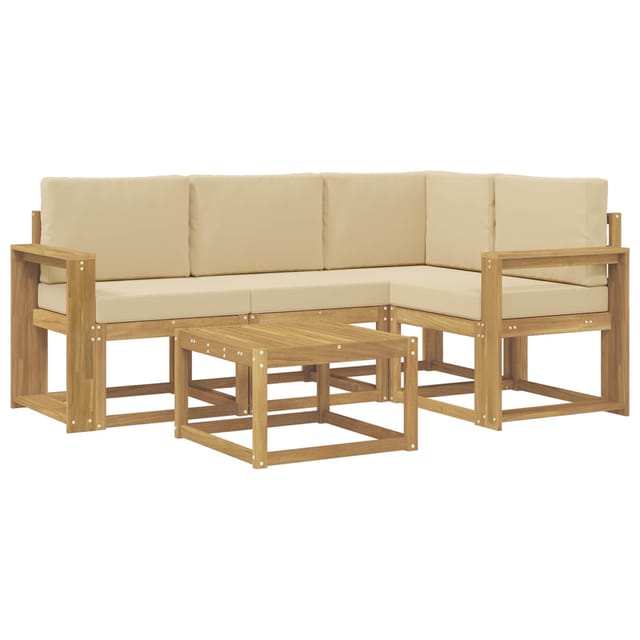 vidaXL Outdoor-Sofagarnitur mit Kissen 5-Tlg Weiß und Beige 3387602