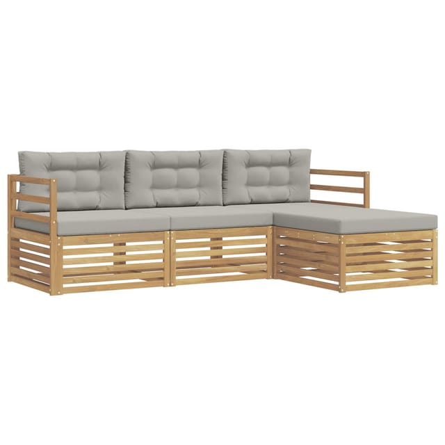 vidaXL Outdoor-Sofagarnitur 4-Tlg Weiß und Hellgrau Polyester 3390266