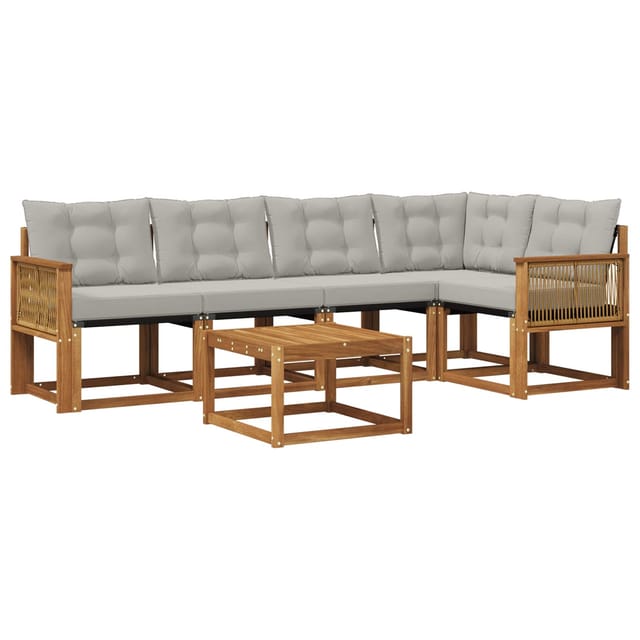vidaXL Outdoor-Sofagarnitur mit Kissen 6 Stk Natur und Hellgrau 3381971