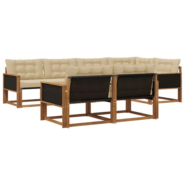 vidaXL Outdoor-Sofagarnitur mit Kissen 7 Stk Natur und Beige 3381481