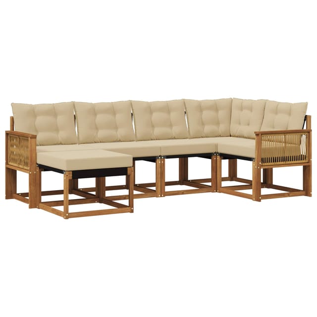 vidaXL Outdoor-Sofagarnitur mit Kissen 6 Stk Natur und Beige 3382069