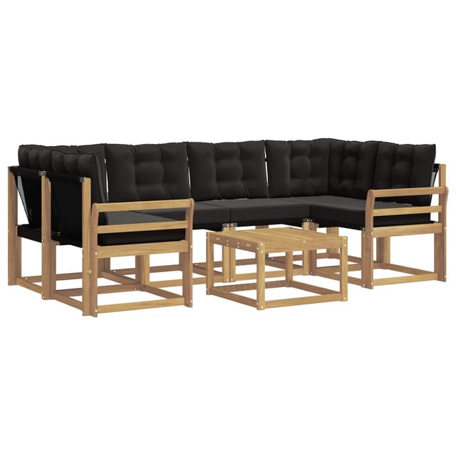 vidaXL Outdoor-Sofagarnitur mit Kissen 7-Tlg Weiß und Schwarz 3389262