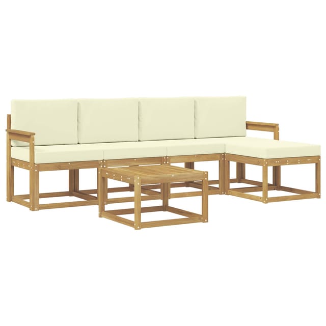 vidaXL Outdoor-Sofagarnitur mit Kissen 6-Tlg Weiß und Creme 3387514