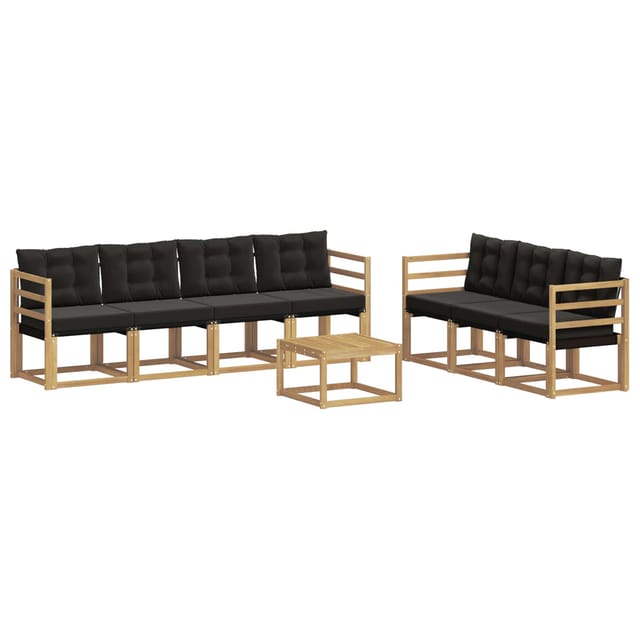 vidaXL Outdoor-Sofagarnitur mit Kissen 8-Tlg Weiß und Schwarz 3389274