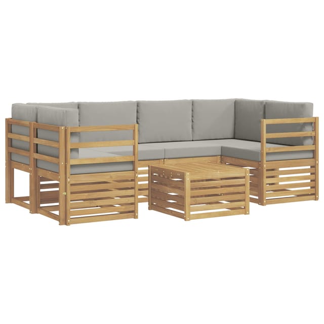 vidaXL Outdoor-Sofagarnitur 7-Tlg Weiß und Hellgrau Polyester 3391456