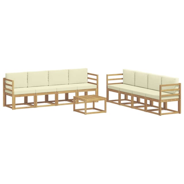 vidaXL Outdoor-Sofagarnitur mit Kissen 9-Tlg Weiß und Creme 3387404