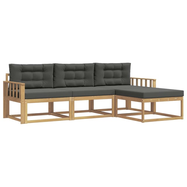vidaXL Outdoor-Sofagarnitur 4-Tlg Weiß und Anthrazit Polyester 3386266