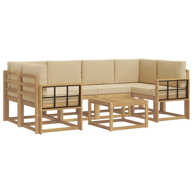 vidaXL Outdoor-Sofagarnitur mit Kissen 7-Tlg Weiß und Beige 3387327