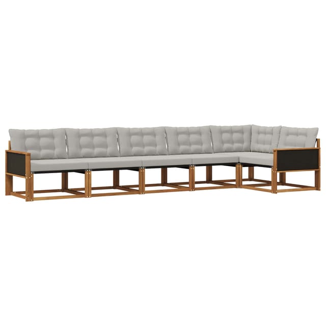 vidaXL Outdoor-Sofagarnitur mit Kissen 6 Stk Natur und Hellgrau 3381447