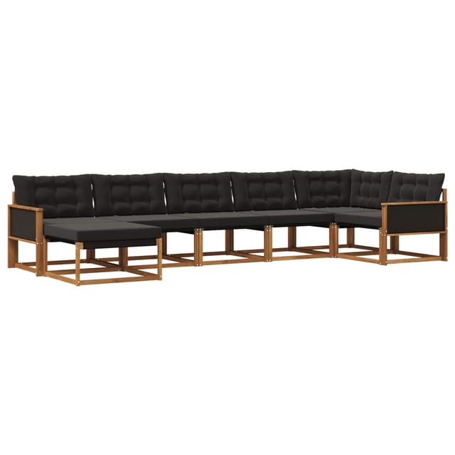 vidaXL Outdoor-Sofagarnitur mit Kissen 7 Stk Natur und Schwarz 3381560