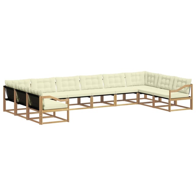 vidaXL Outdoor-Sofagarnitur mit Kissen 10-Tlg Weiß und Creme 3389124