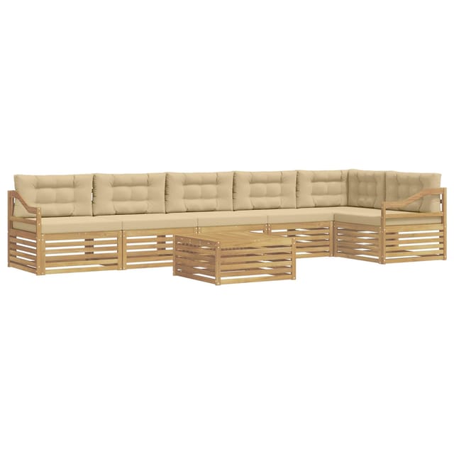 vidaXL Outdoor-Sofagarnitur mit Kissen 7-Tlg Weiß und Beige Polyester 3390623