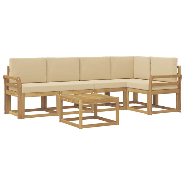 vidaXL Outdoor-Sofagarnitur 6-Tlg Weiß und Beige Massivholz Akazie 3387667