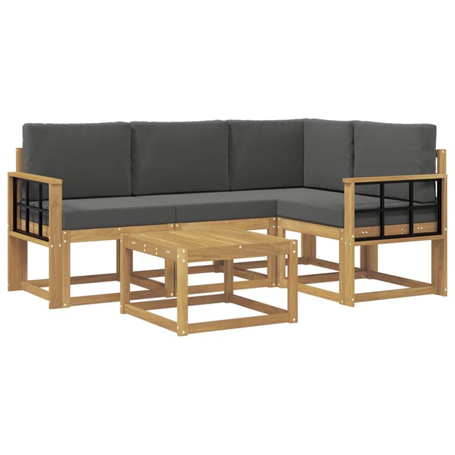 vidaXL Outdoor-Sofagarnitur mit Kissen 5-Tlg Weiß und Anthrazit 3387606