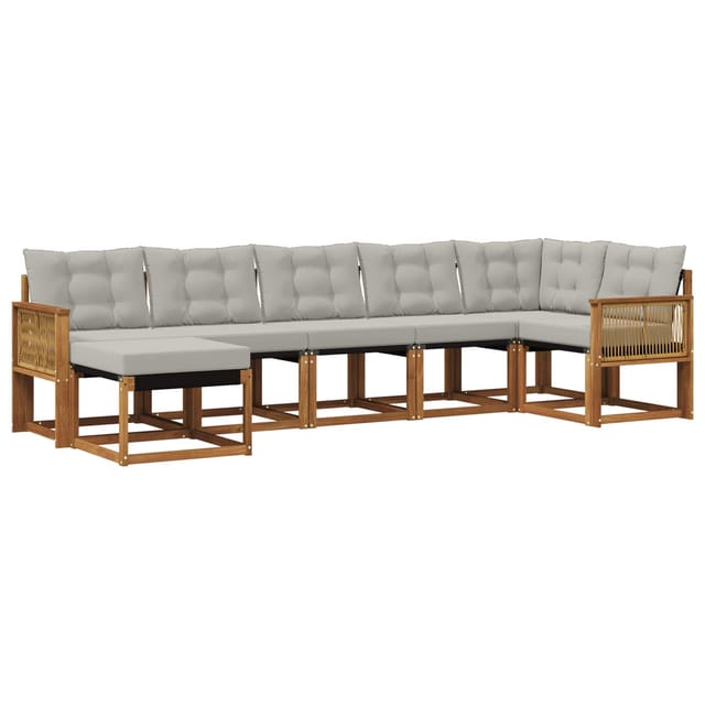 vidaXL Outdoor-Sofagarnitur mit Kissen 7 Stk Natur und Hellgrau 3382099