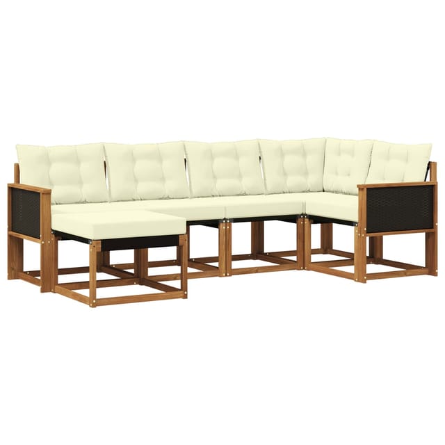 vidaXL Outdoor-Sofagarnitur mit Kissen 6 Stk Natur und Creme 3382054