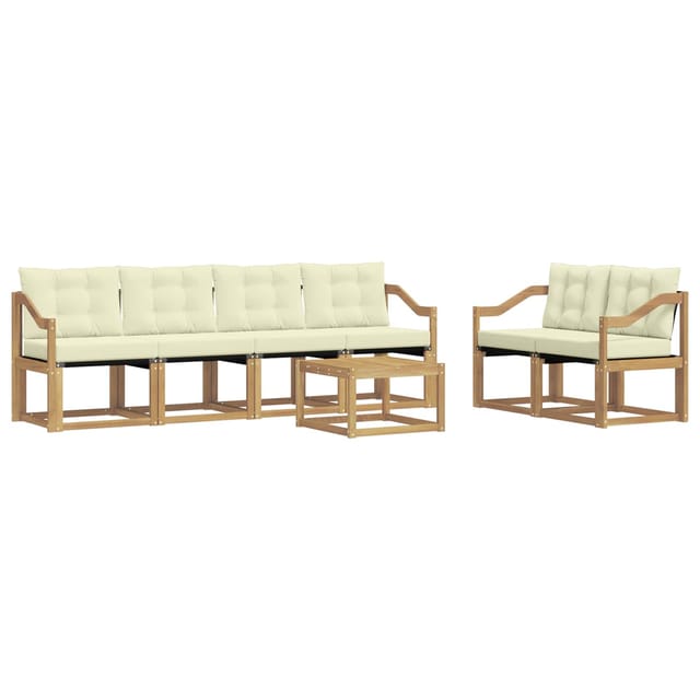 vidaXL Outdoor-Sofagarnitur mit Kissen 7-Tlg Weiß und Creme 3389244
