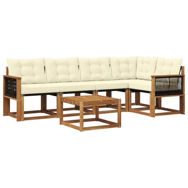vidaXL Outdoor-Sofagarnitur mit Kissen 6 Stk Natur und Creme 3381966