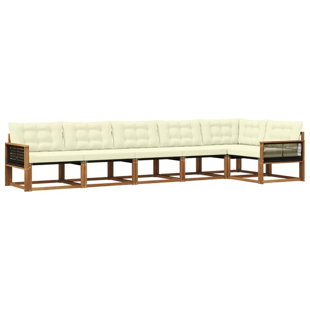 vidaXL Outdoor-Sofagarnitur mit Kissen 6 Stk Natur und Creme 3381454