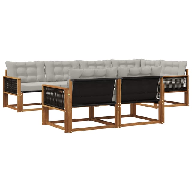 vidaXL Outdoor-Sofagarnitur mit Kissen 7 Stk Natur und Hellgrau 3381487
