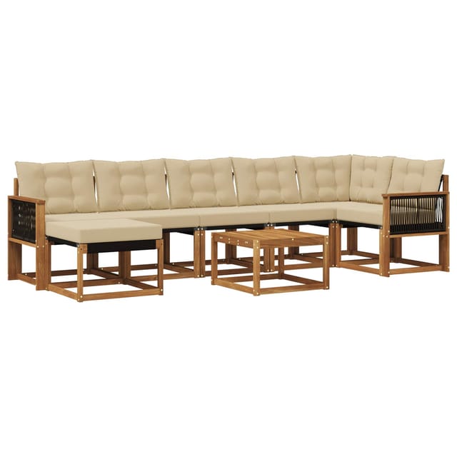 vidaXL Outdoor-Sofagarnitur mit Kissen 8 Stk Natur und Beige 3382113