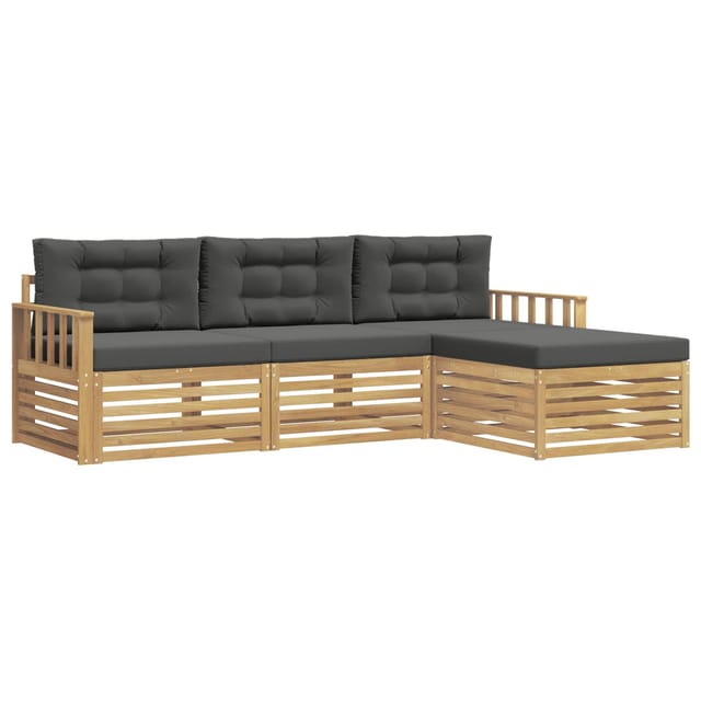 vidaXL Outdoor-Sofagarnitur 4-Tlg Weiß und Anthrazit Polyester 3390277