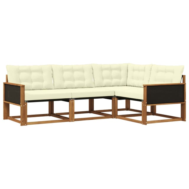 vidaXL Outdoor-Sofagarnitur mit Kissen 4 Stk Natur und Creme 3381382