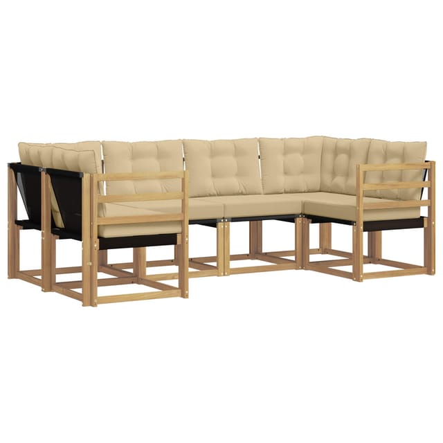 vidaXL Outdoor-Sofagarnitur mit Kissen 6-Tlg Weiß und Beige 3389803