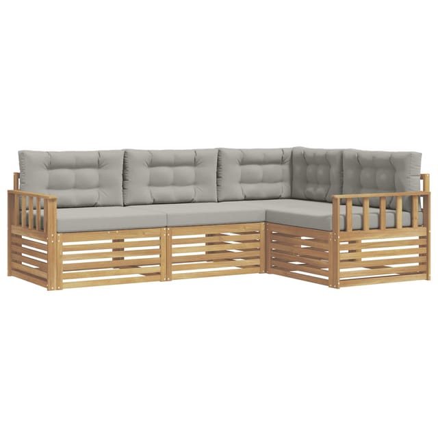 vidaXL Outdoor-Sofagarnitur 5-Tlg Weiß und Hellgrau Polyester 3390396