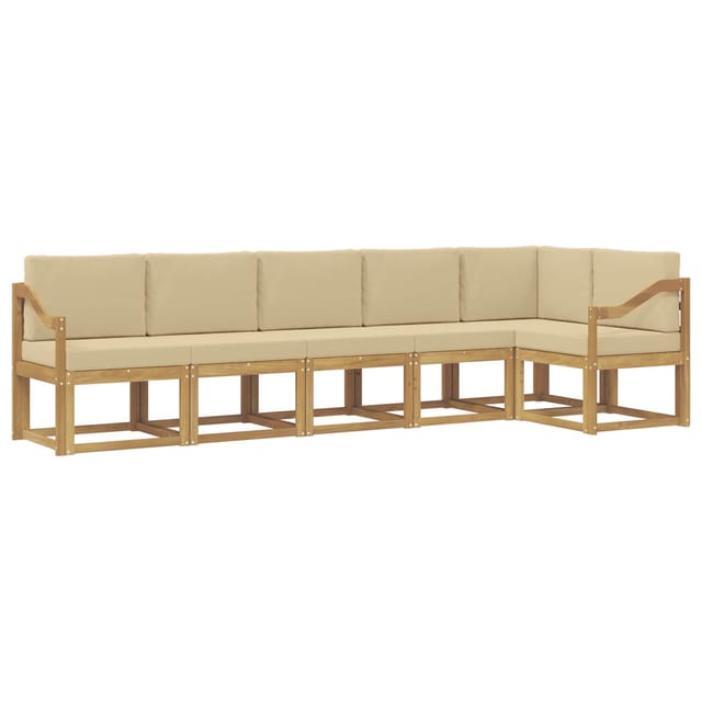 vidaXL Outdoor-Sofagarnitur mit Kissen 6-Tlg Weiß und Beige Polyester 3387717