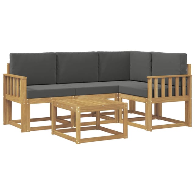vidaXL Outdoor-Sofagarnitur mit Kissen 5-Tlg Weiß und Anthrazit 3387591