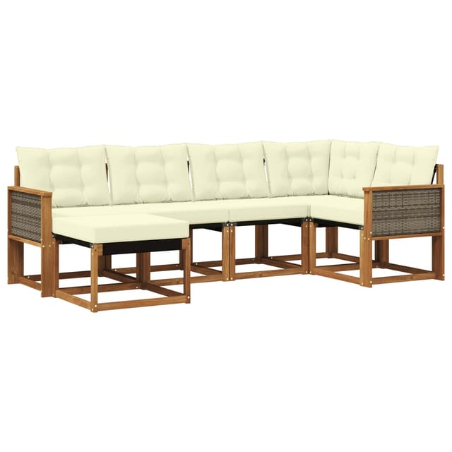 vidaXL Outdoor-Sofagarnitur mit Kissen 6 Stk Natur und Creme 3382058
