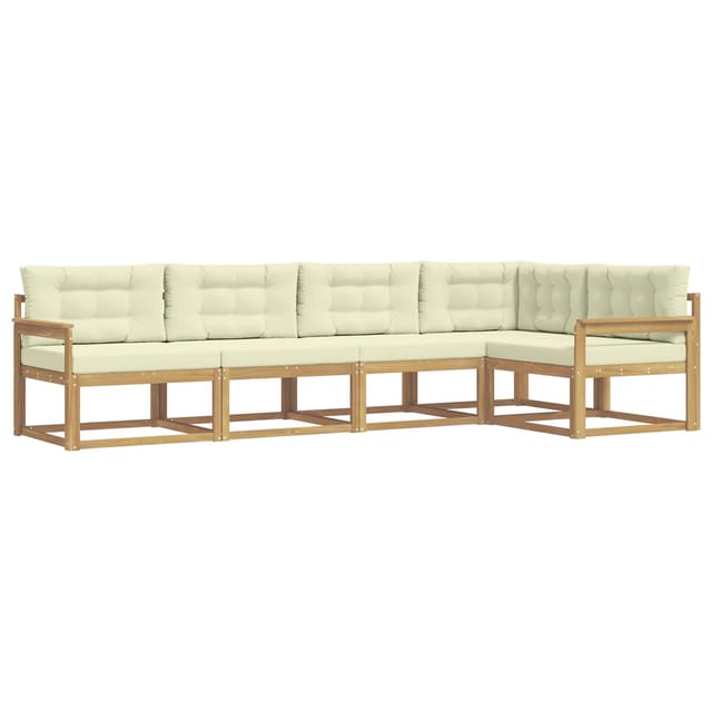 vidaXL Outdoor-Sofagarnitur mit Kissen 4-Tlg Weiß und Creme Polyester 3386434