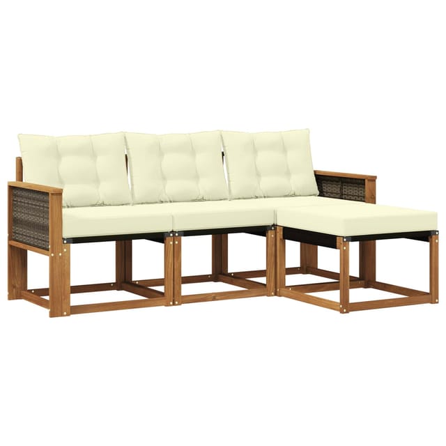 vidaXL Outdoor-Sofagarnitur mit Kissen 4 Stk Natur und Creme 3381866