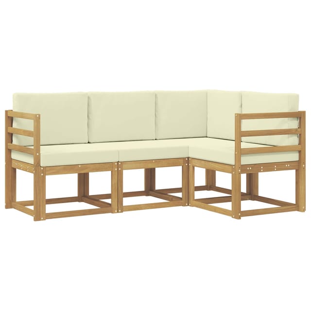 vidaXL Outdoor-Sofagarnitur mit Kissen 4-Tlg Weiß und Creme 3387544