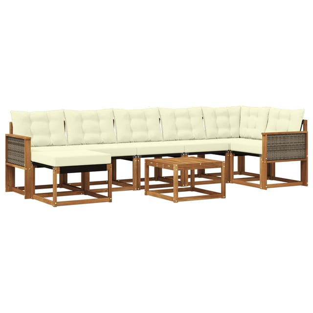 vidaXL Outdoor-Sofagarnitur mit Kissen 8 Stk Natur und Creme 3382106