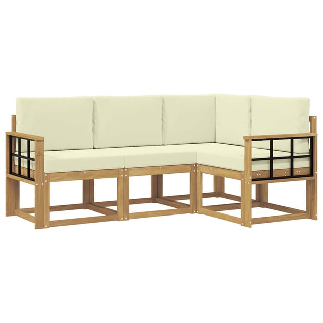 vidaXL Outdoor-Sofagarnitur mit Kissen 4-Tlg Weiß und Creme 3387569